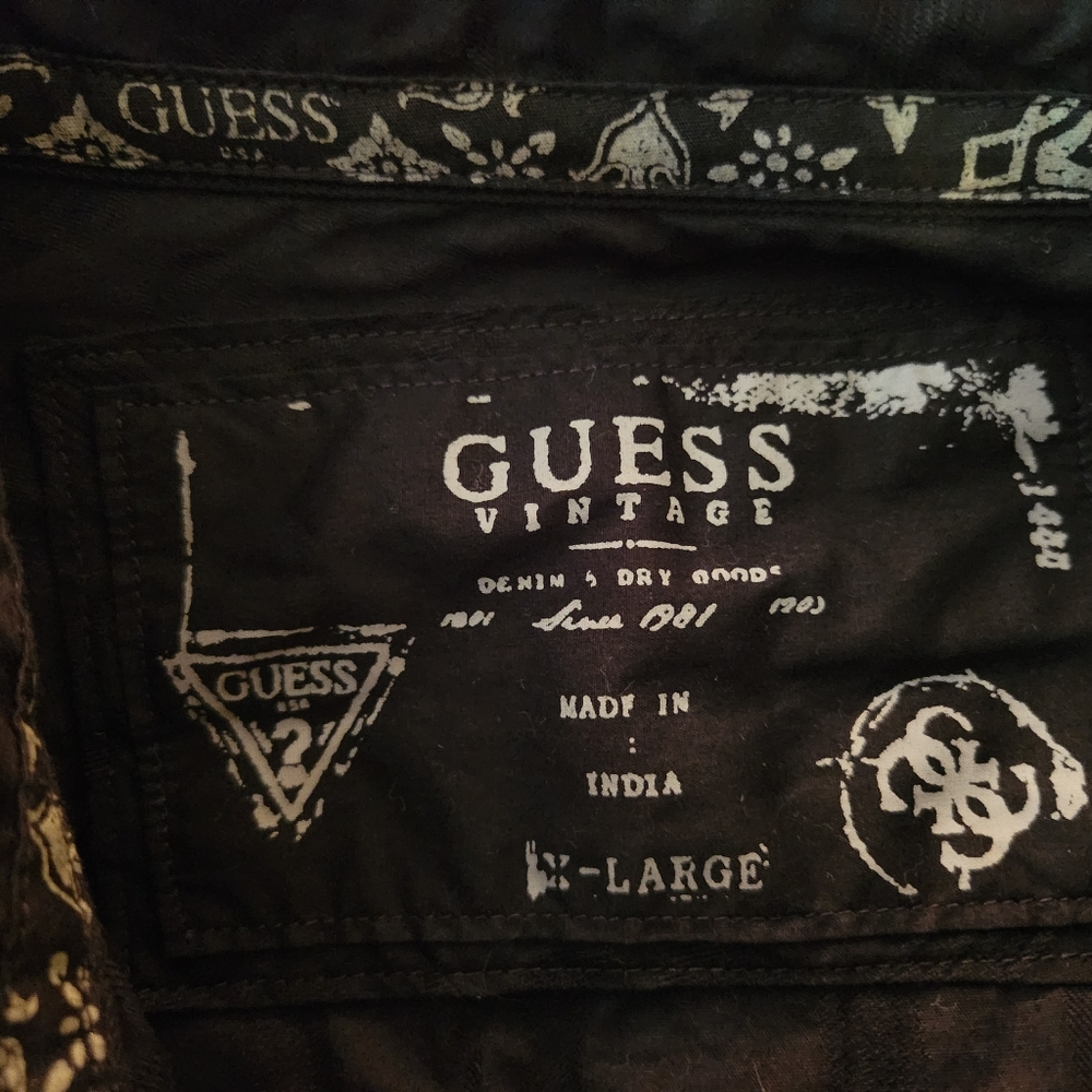 Guess Men"s Black Casual Button Down Shirt, Size XL - Picture 6 of 7